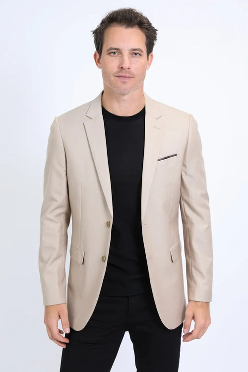 Mens Khaki Western Suit Blazer – Modern Fit Cowboy Tuxedo Style Western Blazer