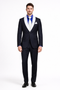 Men’s Black Formal Suit with White & Sky Blue Shawl Lapel – Modern Fit