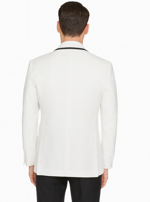 Mens White and Black Trim Collar Dinner Jacket - Mens Evening jackets - Tuxedo Dinner Jacket