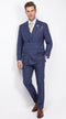Men’s Blue Plaid Double-Breasted Suit – Side-Vented Wedding, Business and Formal Suit