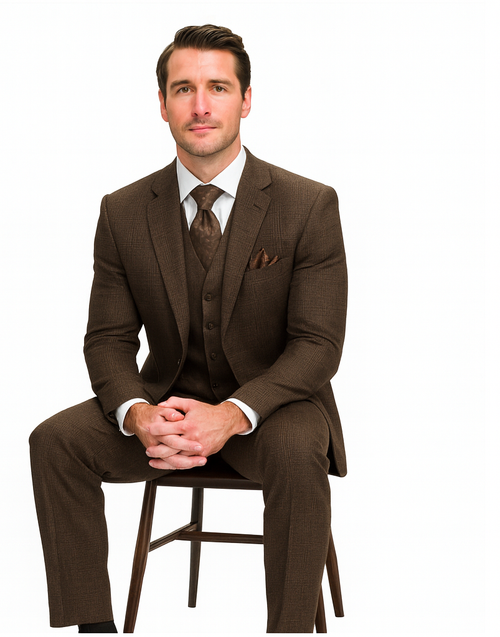 Statement Suits - Brown Wool Suits - Modern Fit Perfect for Business in 10 colors