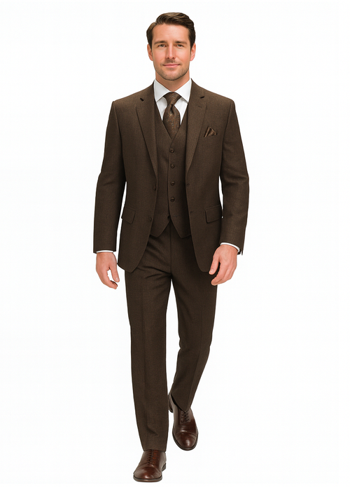 Statement Suits - Brown Wool Suits - Modern Fit Perfect for Business in 10 colors