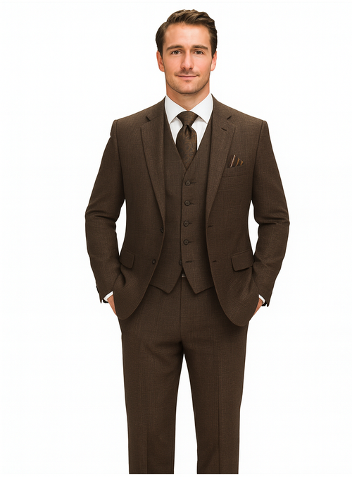 Statement Suits - Brown Wool Suits - Modern Fit Perfect for Business in 10 colors