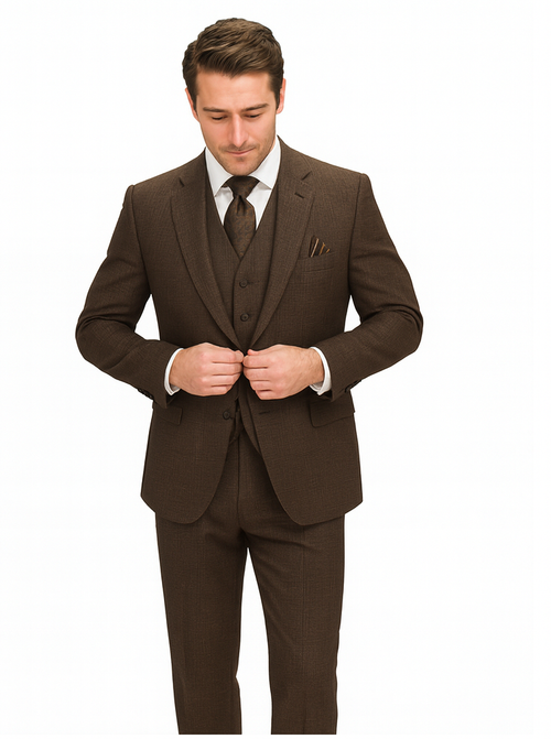 Statement Suits - Brown Wool Suits - Modern Fit Perfect for Business in 10 colors