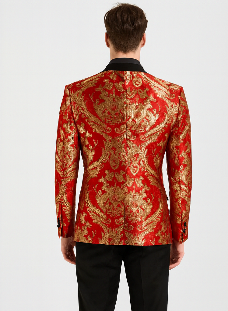 Red Gold Modern Fit 3 Piece Suit with Matching Bow Tie