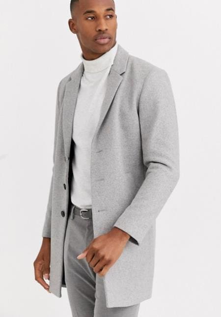 Grey car coat mens best sale