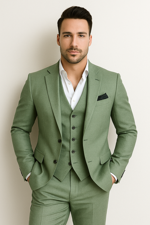 Men Sage Light Green Suit