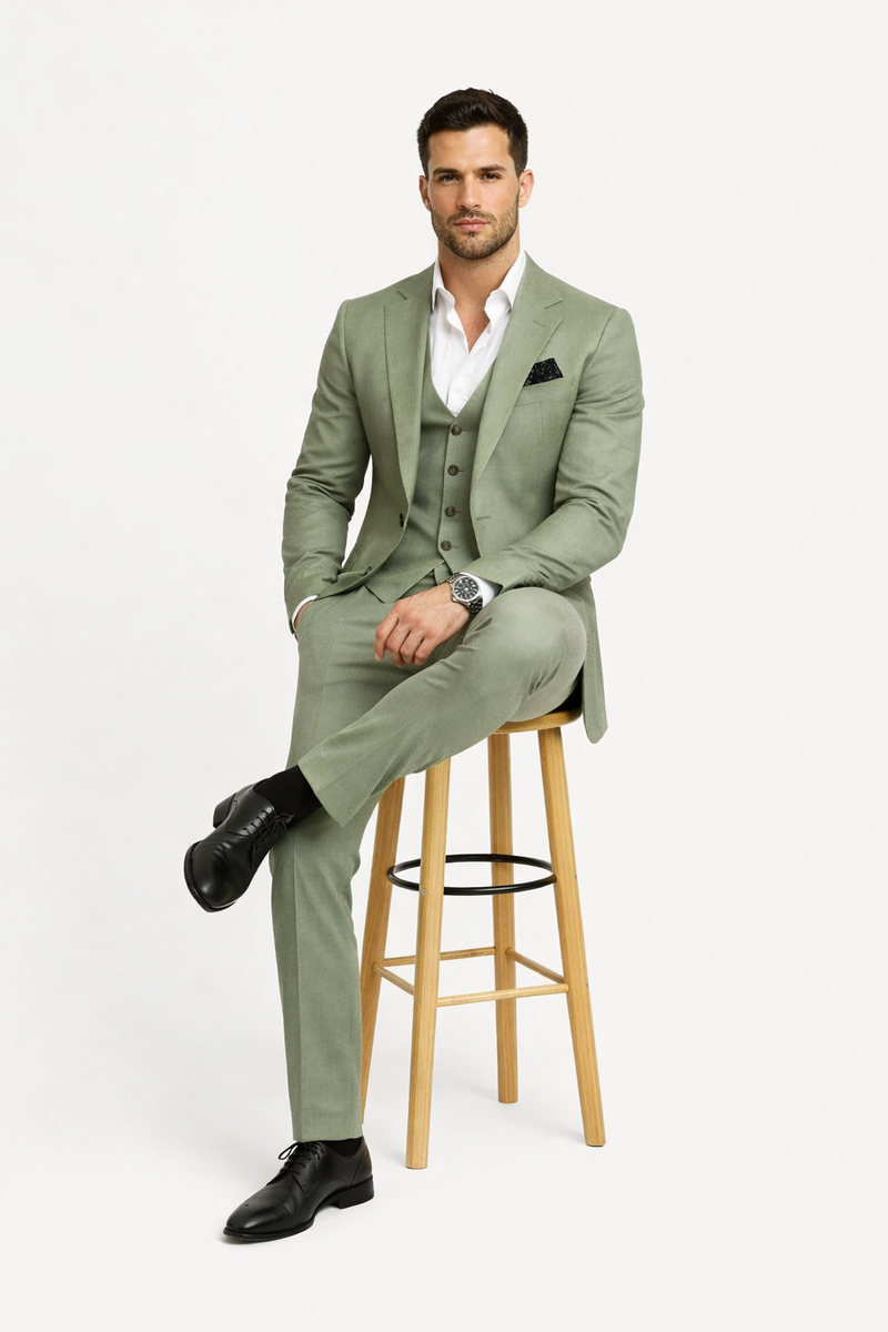 Men Sage Light Green Suit