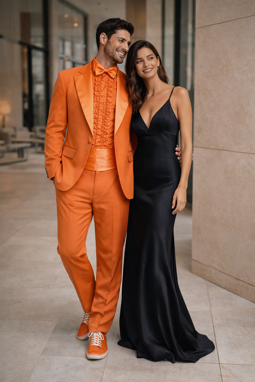 Men Tuxedo Blue and Orange