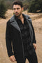Western Style Long Black Faux Suede Coat for Men – Classic Cowboy Inspired Outerwear