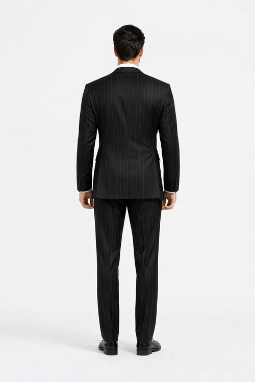 Gangster Suit - Mobster Suit - Mafia Suit For Mens 2 Button Gangster Pinstripe Suit in Black