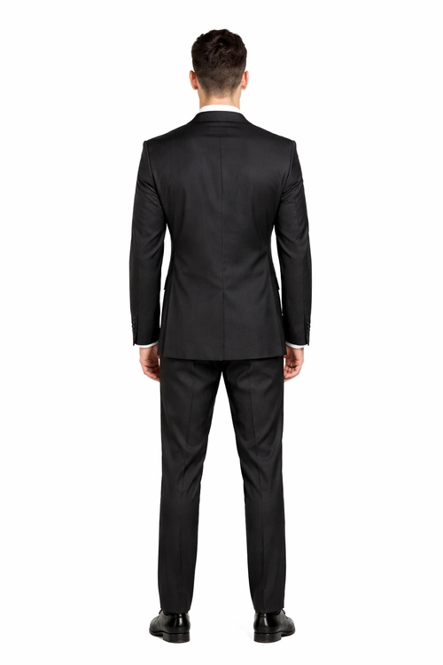 Mens 2 Button Modern Fit Vested Wool Suit in Olive