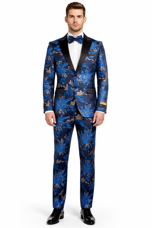 Mens Big and Tall Tuxedo -Royal Blue and Gold Tuxedo