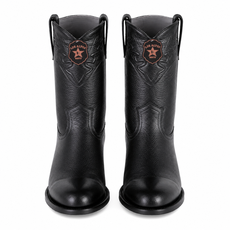 Men's Black Elk Leather Cowboy Boots - Los Altos Roper Dress Boots