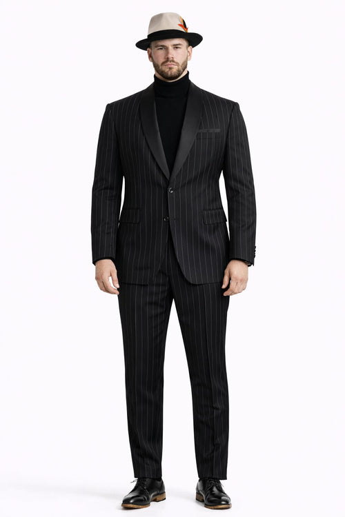 Suit And Turtleneck Combo - Turtleneck Prom Outfits - Prom Turtleneck Black Suit
