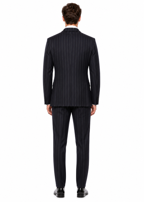 Mens Black Pinstripe AI Capone Suit – Vintage 1920s Gangster Style Three Piece Formal Suit