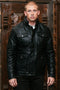 Mens Black Platini Western Leather Jacket - Vintage Cowboy Style