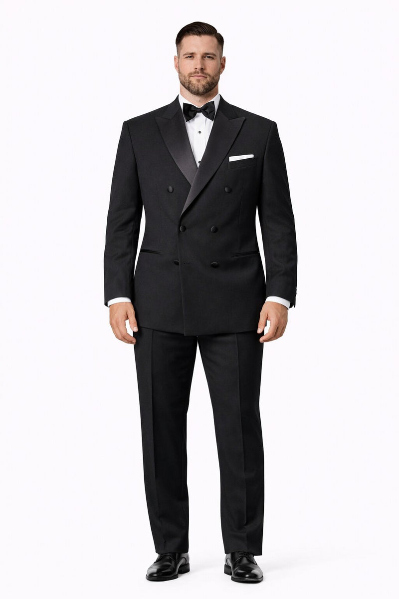 Men’s Designer Double Breasted Tuxedo in Black – Luxury Formal Suit