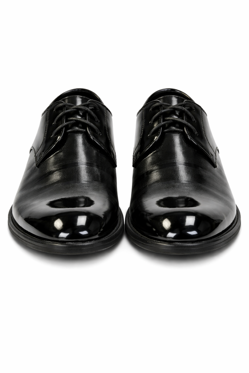 Mens Black Shiny Dress Shoe -Classic Tuxedo Style Designed for Wedding