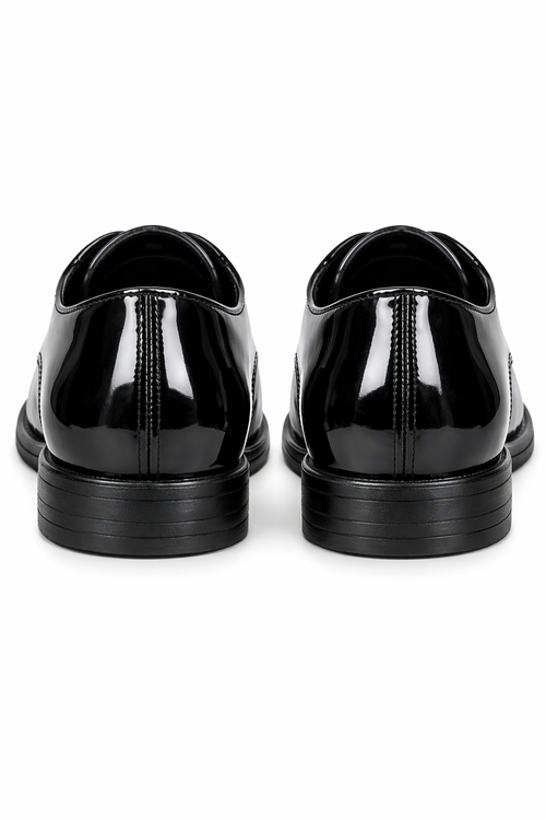 Mens Black Shiny Dress Shoe -Classic Tuxedo Style Designed for Wedding
