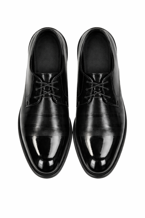 Mens Black Shiny Dress Shoe -Classic Tuxedo Style Designed for Wedding