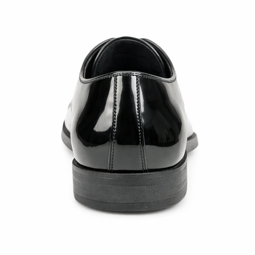 Mens Black Shiny Dress Shoe - Lace-up Style Secure and Adjustable