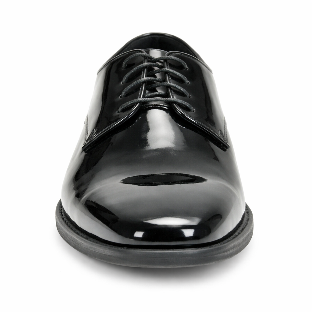 Mens Black Shiny Dress Shoe - Lace-up Style Secure and Adjustable