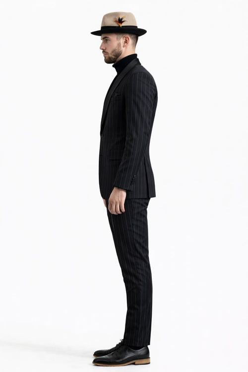 Suit And Turtleneck Combo - Turtleneck Prom Outfits - Prom Turtleneck Black Suit