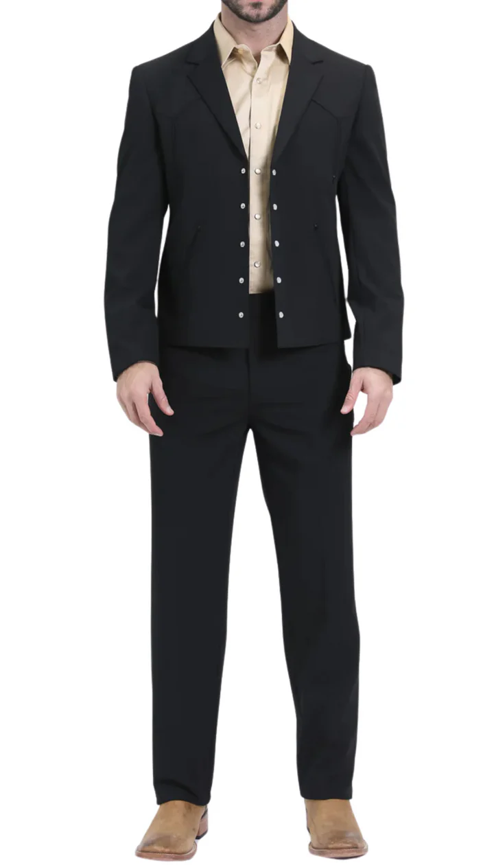 Black Western Suit Set for Men ā Stylish Formal Wedding and Business Suit