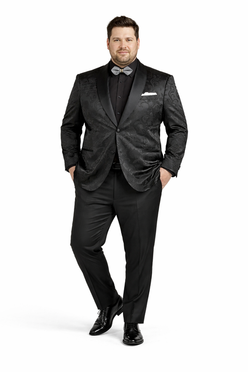Mens Blazer - Paisley Sport Coat - Black Prom 2026 Tuxedo Dinner Jacket Blazer