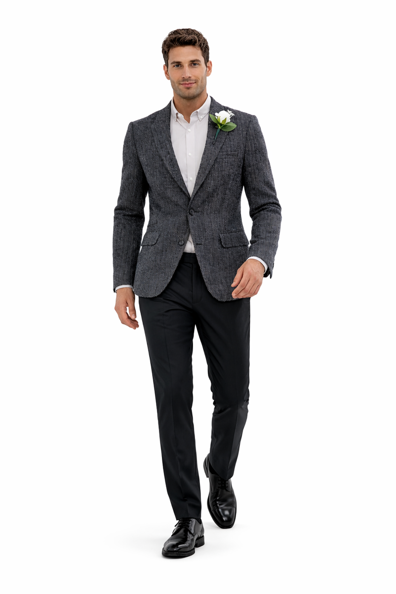 Mens Blazer Tweed Blazer Herringbone Wool Blazer - Z-Gray Mens Navy Tweed Jacket - Winter - Fall Fabric Tweed Pattern Wool Fabric