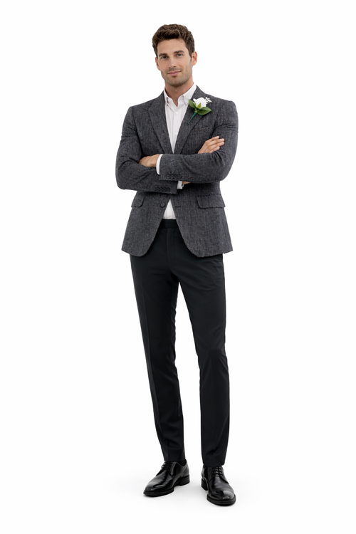 Mens Blazer Tweed Blazer Herringbone Wool Blazer - Z-Gray Mens Navy Tweed Jacket - Winter - Fall Fabric Tweed Pattern Wool Fabric