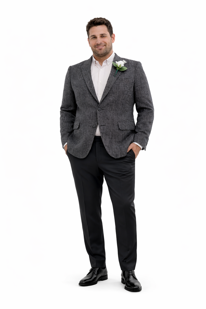 Mens Blazer Tweed Blazer Herringbone Wool Blazer - Z-Gray Mens Navy Tweed Jacket - Winter - Fall Fabric Tweed Pattern Wool Fabric