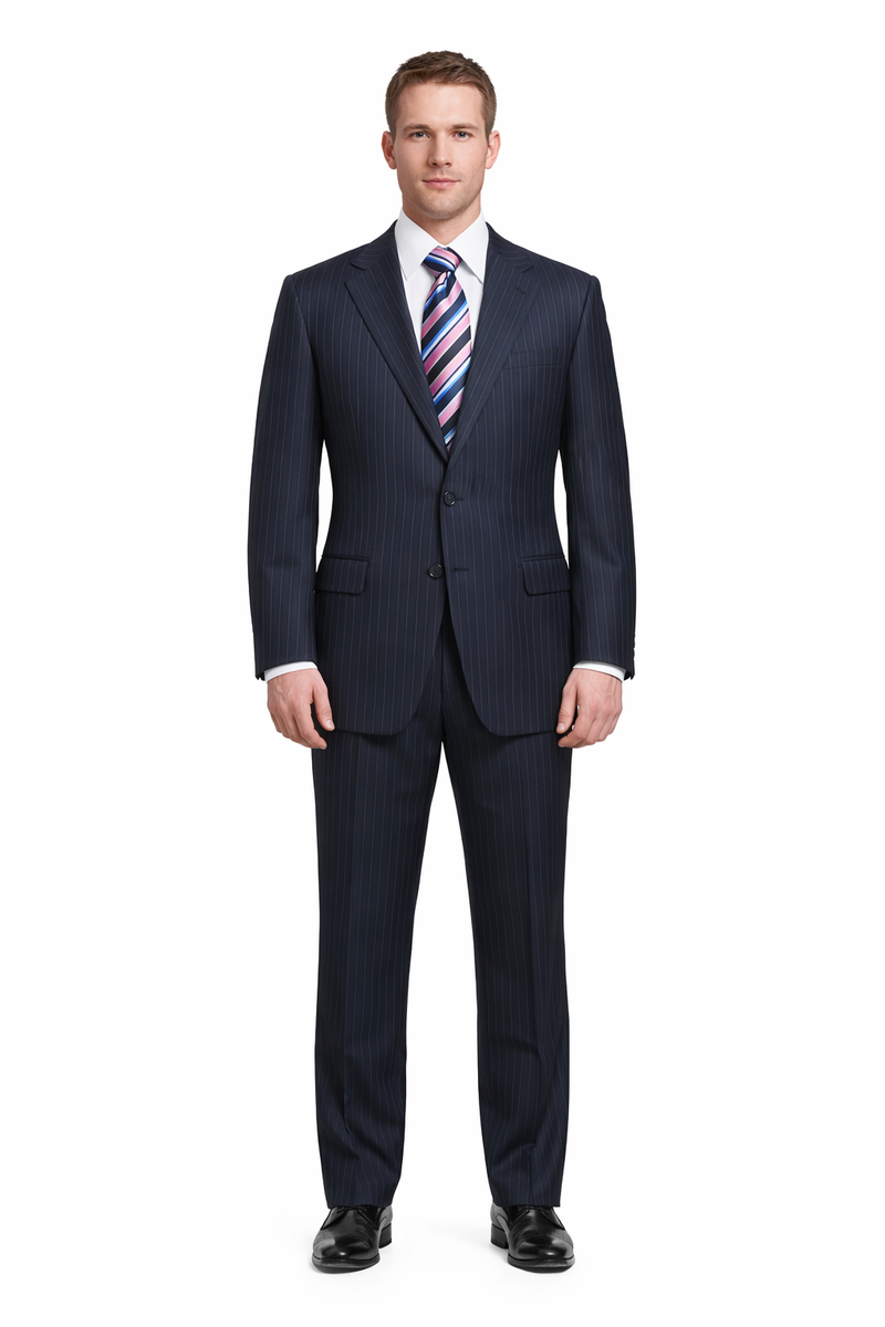 Men’s Blue Wool Suit – Classic Fit, Premium Fabric, Designer Style, All Sizes Available