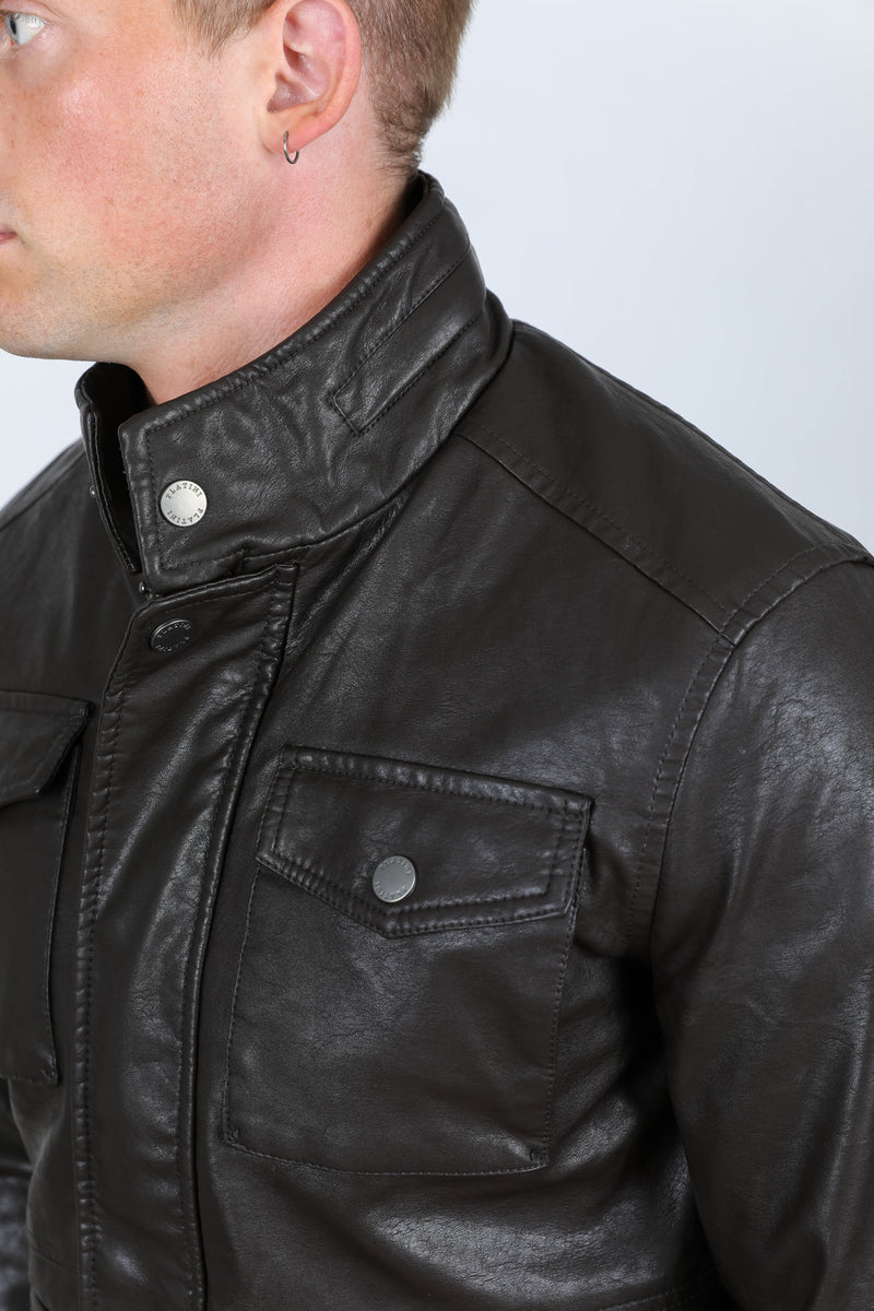 Mens Brown Platini Western Leather Jacket - Vintage Cowboy Style