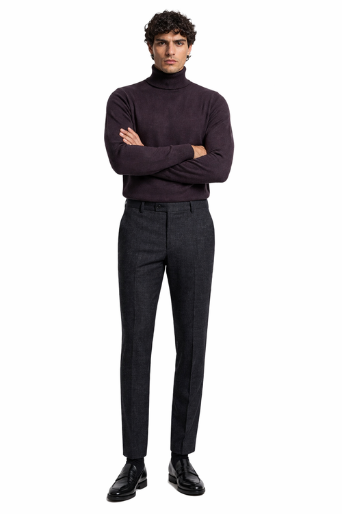 Men's Brown Turtleneck Sweater – Classic Slim Fits Knit Pullover for Fall and Winter