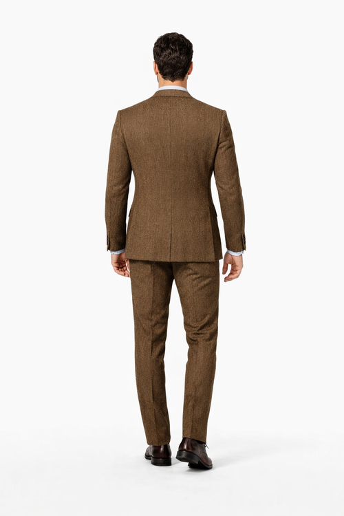 Mens Brown Wedding Suit - Tweed Herringbone English Country Fabric