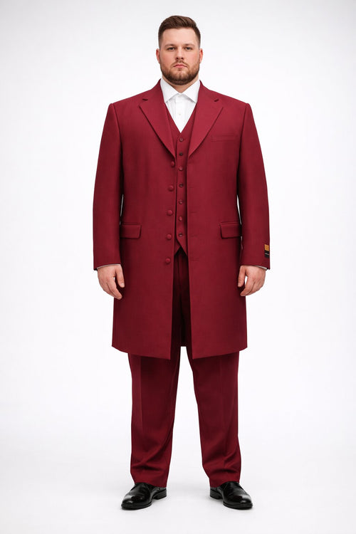 Mens Classic Vest Zoot Suit in Burgundy