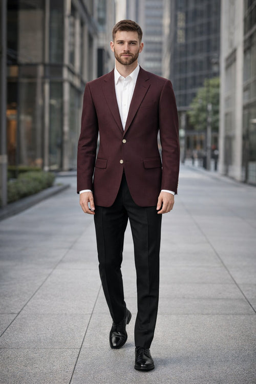 Wholesale Mens Jackets - Wholesale Blazer - Dark Burgundy ~ Maroon ~ Wine