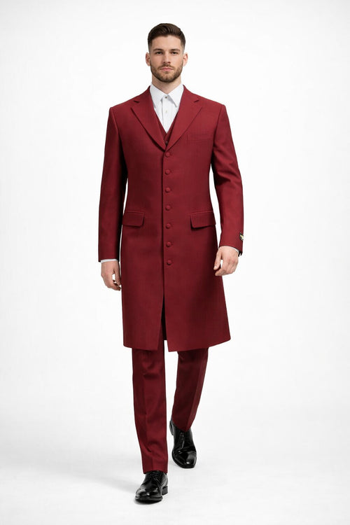 Mens Classic Vest Zoot Suit in Burgundy