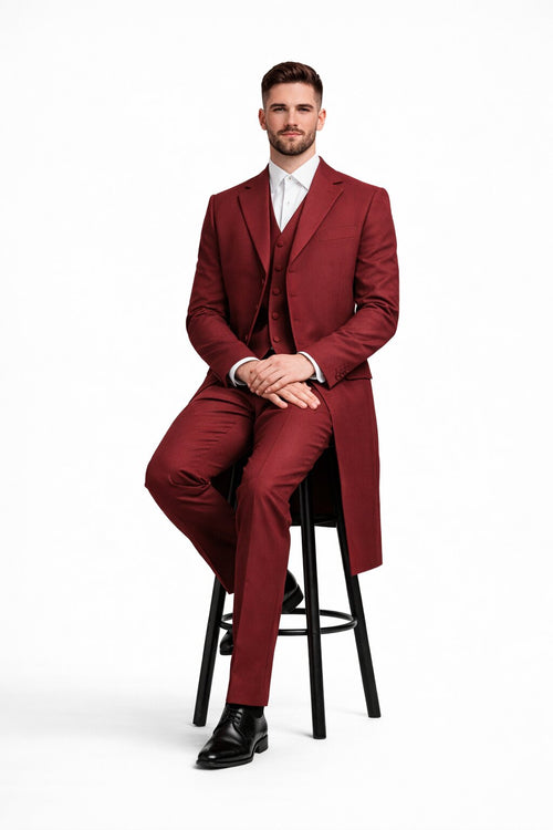 Mens Classic Vest Zoot Suit in Burgundy