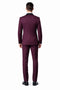 Men’s Slim Fit One Button Satin Trim Peak Lapel Tuxedo in Burgundy – Prom & Wedding Formal Suit