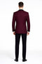 Mens 1 Button Shawl Lapel Wool Dinner Jacket in Burgundy