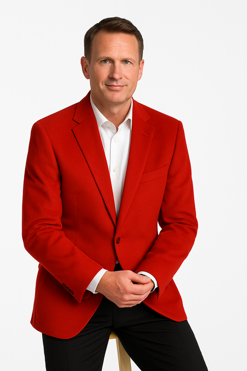 Mens Cashmere And Wool Blazer - Winter Fabric Red Sport Coat