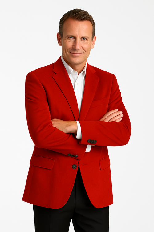 Mens Cashmere And Wool Blazer - Winter Fabric Red Sport Coat