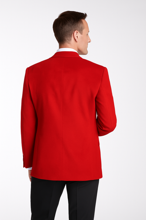 Mens Cashmere And Wool Blazer - Winter Fabric Red Sport Coat
