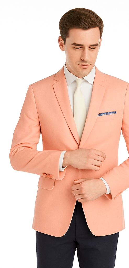 Mens Chambray Sportcoat - Chambray Blazer - Summer Cotton Blazer Peach Orange