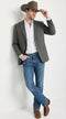 Mens Charcoal Gray Pinstripe Western Blazer â Classic Cowboy Style Jacket for Business, Formal and Smart Casual Wear