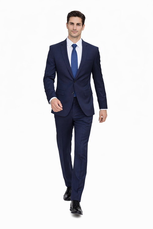 Mens Cheap Blue Suit Slim Two Button Navy Suit