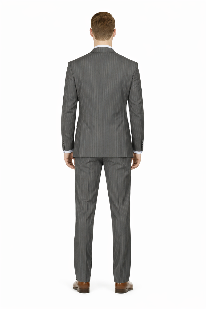 Mens Cheap Grey Suit Mens Modern Fit Gangster Pinstripe Suit Charcoal Grey